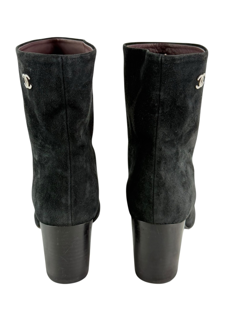 CHANEL Black Suede CC Calfskin Short Boots Made in Italy Marked as 36 - 6US - Picture 4 of 15